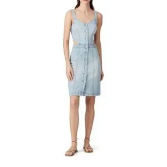 Blank NYC Wake‎ Up Call Button Down Cutout Denim Dress Sz XS - NWT - Picture 1 of 13